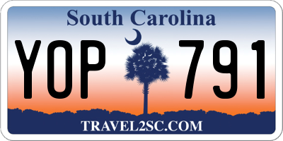 SC license plate YOP791