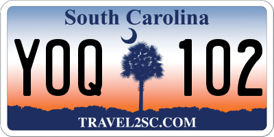 SC license plate YOQ102