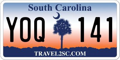 SC license plate YOQ141