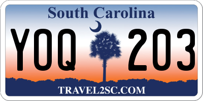 SC license plate YOQ203
