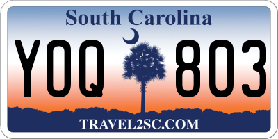 SC license plate YOQ803