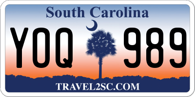 SC license plate YOQ989