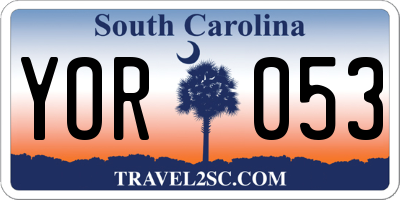 SC license plate YOR053