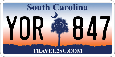 SC license plate YOR847