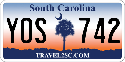 SC license plate YOS742