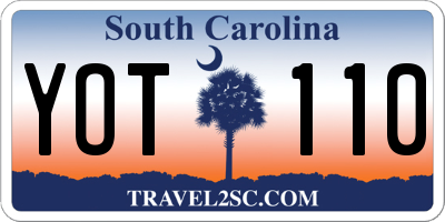 SC license plate YOT110