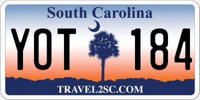 SC license plate YOT184