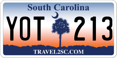 SC license plate YOT213
