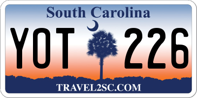 SC license plate YOT226
