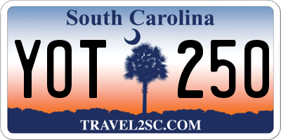 SC license plate YOT250