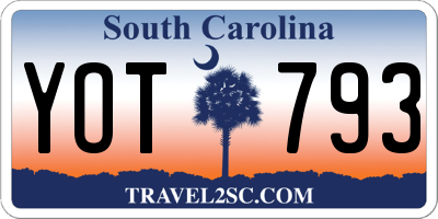 SC license plate YOT793