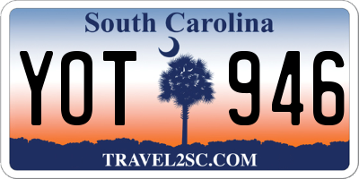 SC license plate YOT946