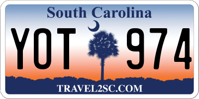 SC license plate YOT974