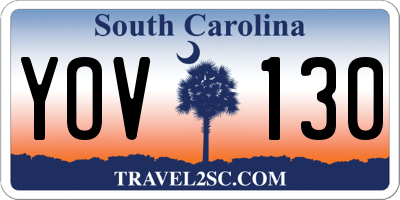 SC license plate YOV130