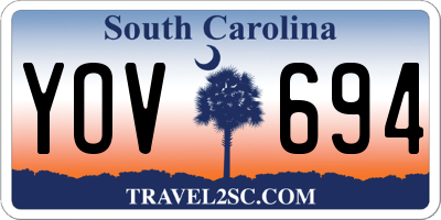 SC license plate YOV694