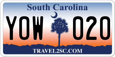 SC license plate YOW020