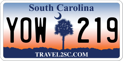 SC license plate YOW219