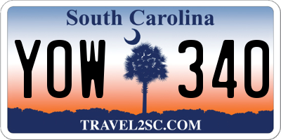 SC license plate YOW340