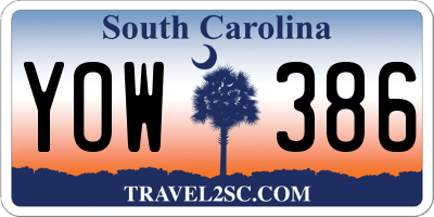 SC license plate YOW386