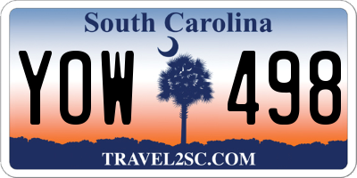 SC license plate YOW498