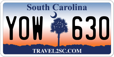 SC license plate YOW630