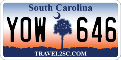 SC license plate YOW646