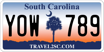 SC license plate YOW789