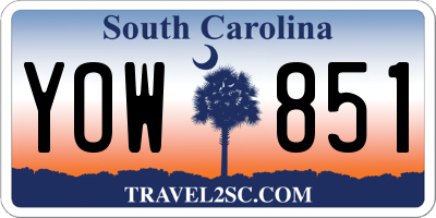 SC license plate YOW851