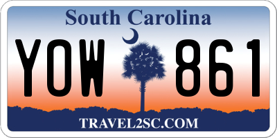 SC license plate YOW861
