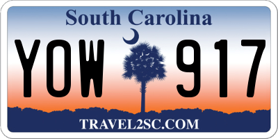SC license plate YOW917