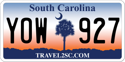 SC license plate YOW927