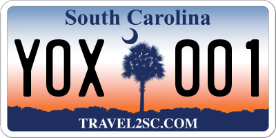 SC license plate YOX001