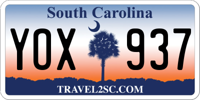 SC license plate YOX937