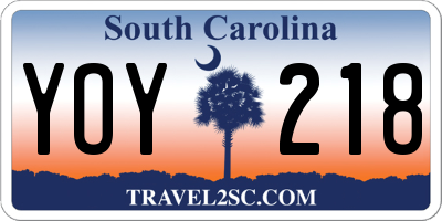 SC license plate YOY218