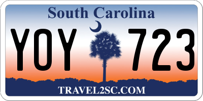 SC license plate YOY723