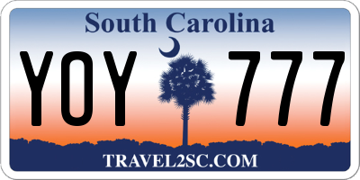 SC license plate YOY777