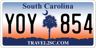 SC license plate YOY854