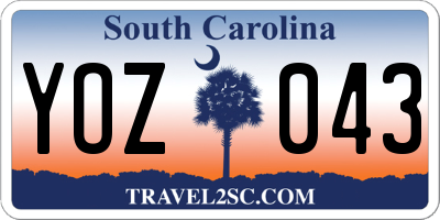 SC license plate YOZ043