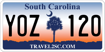 SC license plate YOZ120