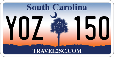 SC license plate YOZ150