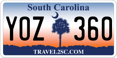 SC license plate YOZ360