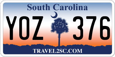 SC license plate YOZ376