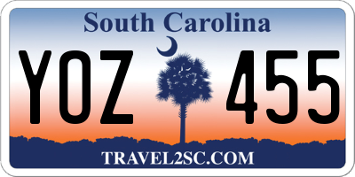 SC license plate YOZ455