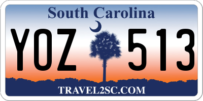 SC license plate YOZ513