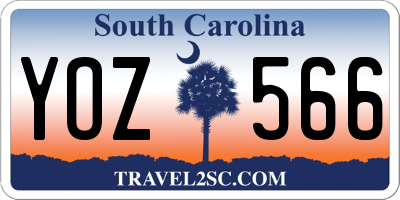 SC license plate YOZ566