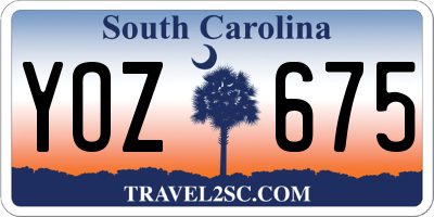SC license plate YOZ675