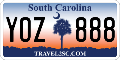 SC license plate YOZ888