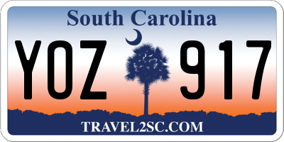 SC license plate YOZ917