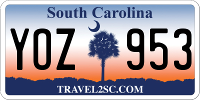 SC license plate YOZ953
