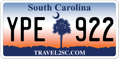 SC license plate YPE922